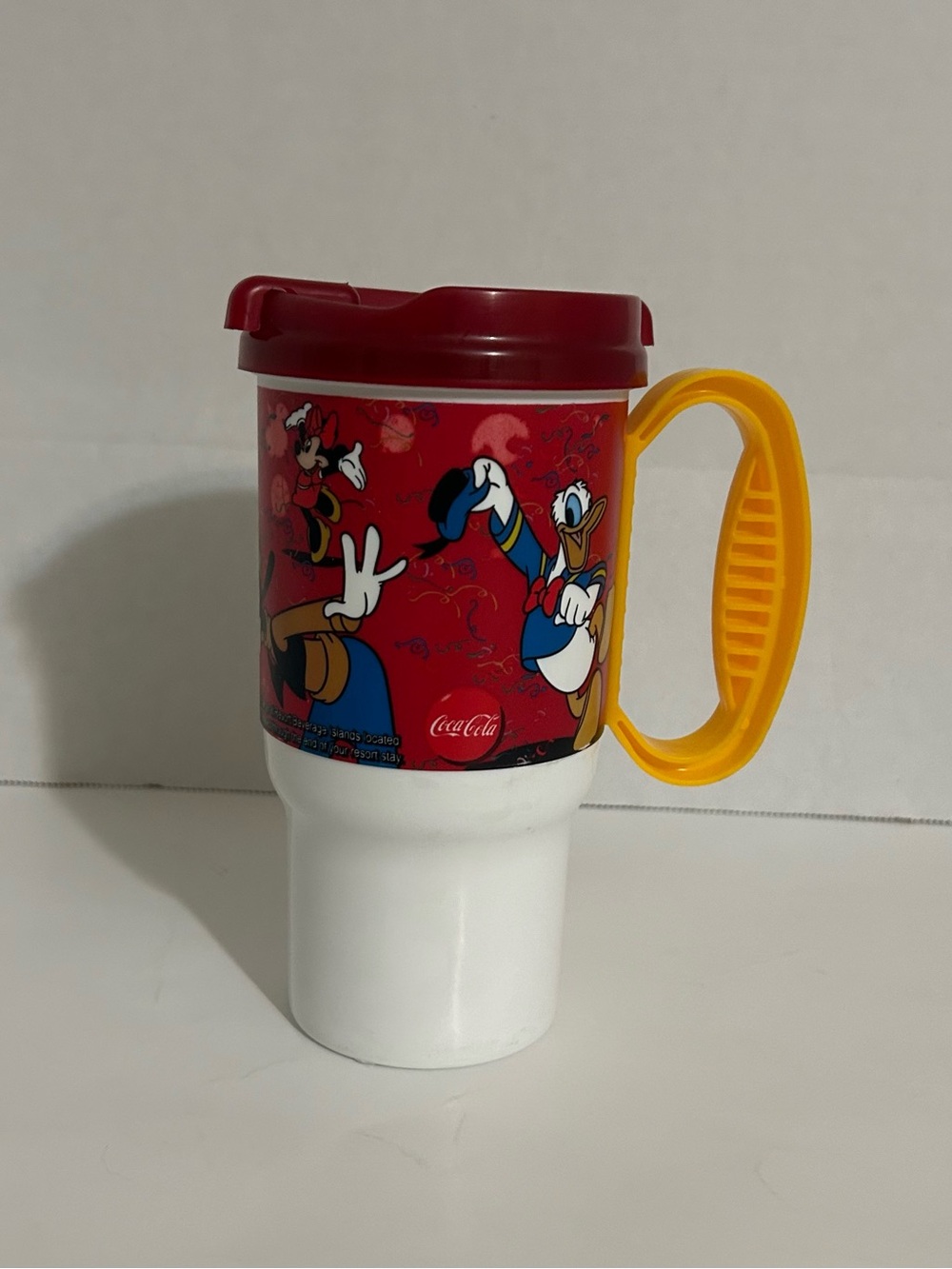 2009 Disney Parks Coca cola Travel Mug Cup Mickey Goofy Donald